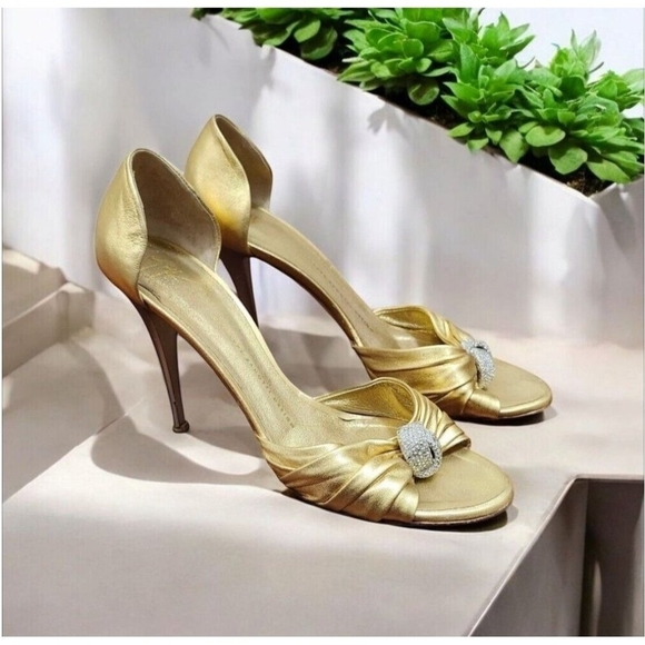 Giuseppe Zanotti Gold Peep Toe Pumps Size EU 39.5/US 9 - Picture 12 of 14